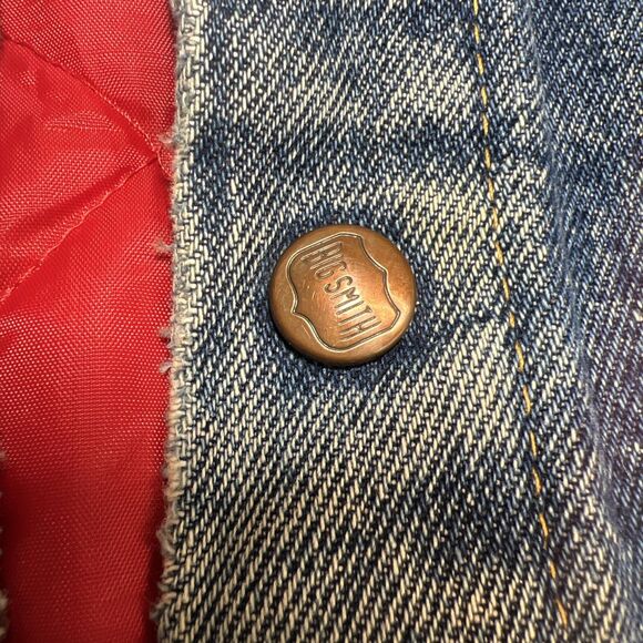 Vintage Big Smith Mens Quilt Lined Denim Distress Jacket Corduroy Collar L? - Picture 7 of 16